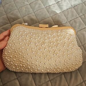 Elegant Pearl-Embellished Clutch